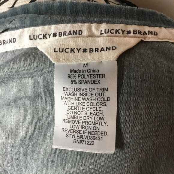 Lucky Brand aqua velvet ribbed long sleeve button down 90s y2k fairy sz Medium - Picture 7 of 7